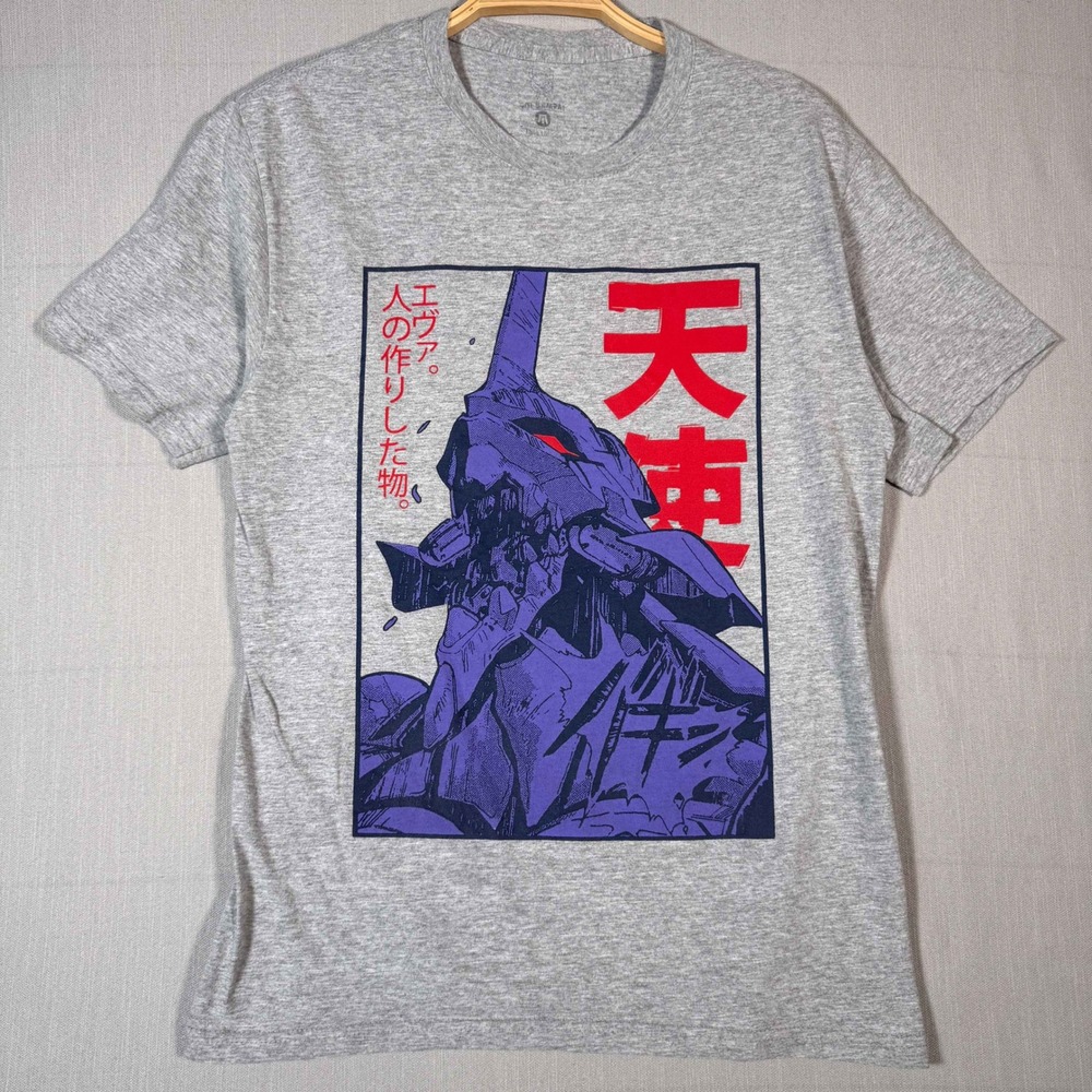 Neon Genesis Evangelion Graphic Tee Heather Gray Medium Unit-01 Anime Shirt